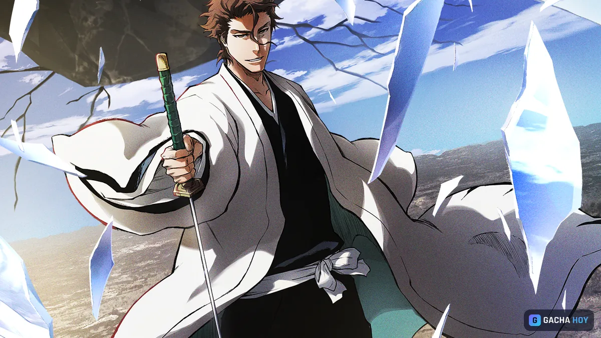 BLEACH Mirrors High: Sosuke Aizen [Standing at the Top], arte oficial del personaje. Imagen: © Tite Kubo/Shueisha, TV TOKYO, dentsu, Pierrot © Bandai Namco Entertainment (web oficial)