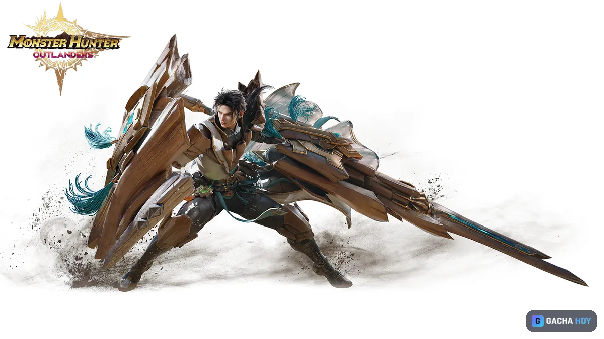Monster Hunter Outlanders: arte oficial de un Adventurer con lanza y escudo. Imagen: © CAPCOM / TiMi Studio Group (Level Infinite), vía press kit oficial